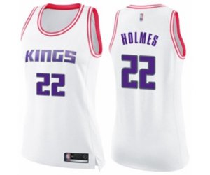 Women\'s Sacramento Kings #22 Richaun Holmes Swingman White Pink Fashion Basketball Jersey