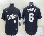 Los Angeles Dodgers #6 Trea Turner Number Black Turn Back The Clock Stitched Cool Base Jersey
