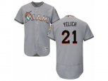 Miami Marlins #21 Christian Yelich Grey Flexbase Authentic Collection MLB Jersey