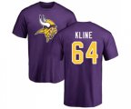 Minnesota Vikings #64 Josh Kline Purple Name & Number Logo T-Shirt
