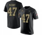 Pittsburgh Steelers #47 Mel Blount Black Camo Salute to Service T-Shirt