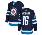 Winnipeg Jets #16 Shawn Matthias Authentic Navy Blue Home NHL Jersey