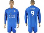 Leicester City #9 Vardy Home Long Sleeves Soccer Club Jersey