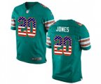 Miami Dolphins #20 Reshad Jones Elite Aqua Green Alternate USA Flag Fashion Football Jersey