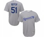 Kansas City Royals #51 Blaine Boyer Replica Grey Road Cool Base Baseball Jersey