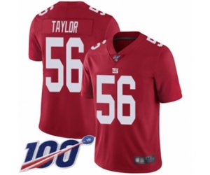 New York Giants #56 Lawrence Taylor Red Limited Red Inverted Legend 100th Season Football Jersey