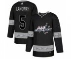 Washington Capitals #5 Rod Langway Authentic Black Team Logo Fashion NHL Jersey