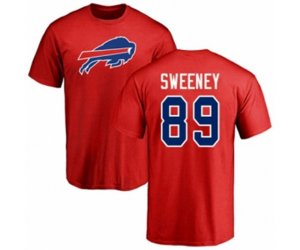 Buffalo Bills #89 Tommy Sweeney Red Name & Number Logo T-Shirt