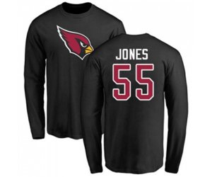 Arizona Cardinals #55 Chandler Jones Black Name & Number Logo Long Sleeve T-Shirt