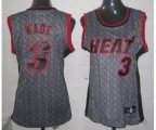 Women's Miami Heat #3 Dwyane Wade Swingman Grey Static Fashion Basketball Jersey