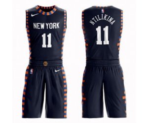 New York Knicks #11 Frank Ntilikina Swingman Navy Blue Basketball Suit Jersey - City Edition