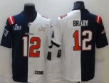 Tampa Bay Buccaneers #12 Tom Brady Blue White Bowl LV Bowl LIII Limited Split Fashion Football Jersey