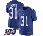 New York Giants #31 Michael Thomas Royal Blue Team Color Vapor Untouchable Limited Player 100th Season Football Jersey