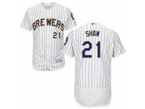 Milwaukee Brewers #21 Travis Shaw White Flexbase Authentic Collection MLB Jersey