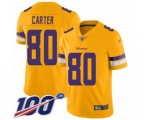 Minnesota Vikings #80 Cris Carter Limited Gold Inverted Legend 100th Season Football Jersey