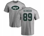 New York Jets #89 Chris Herndon Ash Name & Number Logo T-Shirt