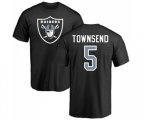 Oakland Raiders #5 Johnny Townsend Black Name & Number Logo T-Shirt