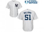 New York Yankees #51 Bernie Williams Authentic White Home MLB Jersey