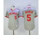 Cincinnati Reds #5 Johnny Bench Majestic Grey Flexbase Authentic Cooperstown Player Jersey