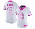 Women Minnesota Vikings #19 Adam Thielen Limited White Pink Rush Fashion Football Jersey