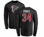 Atlanta Falcons #34 Brian Poole Black Name & Number Logo Long Sleeve T-Shirt