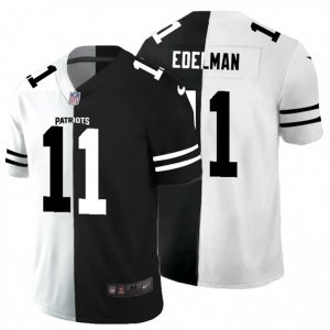 New England Patriots #11 Julian Edelman Black White Limited Split Fashion Football Jersey