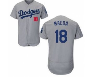 Los Angeles Dodgers #18 Kenta Maeda Majestic Gray Flexbase Authentic Collection Player Jersey