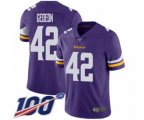 Minnesota Vikings #42 Ben Gedeon Purple Team Color Vapor Untouchable Limited Player 100th Season Football Jersey