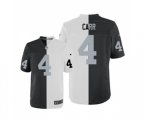 Oakland Raiders #4 Derek Carr Elite Black White Split Fashion Football Jersey