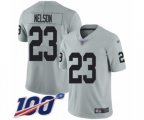 Oakland Raiders #23 Nick Nelson Limited Silver Inverted Legend 100th Season Football Jersey