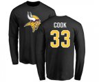 Minnesota Vikings #33 Dalvin Cook Black Name & Number Logo Long Sleeve T-Shirt