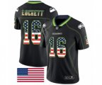 Seattle Seahawks #16 Tyler Lockett Limited Black Rush USA Flag Football Jersey