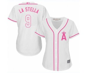Women\'s Los Angeles Angels of Anaheim #9 Tommy La Stella Replica White Fashion Cool Base Baseball Jersey