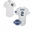 New York Yankees #2 Derek Jeter Replica White W 3000 Hits Patch(Have Player Name on Back) Baseball Jersey