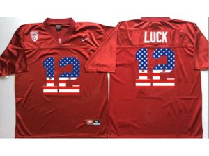 Stanford Cardinals #12 Andrew Luck Red USA Flag College Jersey