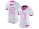 Women Los Angeles Rams #16 Jared Goff White Pink Stitched NFL Limited Rush Fashion Jersey