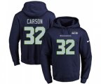 Seattle Seahawks #32 Chris Carson Navy Blue Name & Number Pullover Hoodie