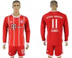 2017-18 Bayern Munich 11 JAMES Home Long Sleeve Soccer Jersey