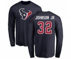 Houston Texans #32 Lonnie Johnson Navy Blue Name & Number Logo Long Sleeve T-Shirt