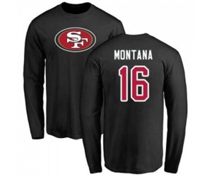 San Francisco 49ers #16 Joe Montana Black Name & Number Logo Long Sleeve T-Shirt