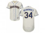 Seattle Mariners #34 Felix Hernandez Cream Flexbase Authentic Collection MLB Jersey