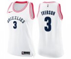 Women's Memphis Grizzlies #3 Allen Iverson Swingman White Pink Fashion Basketball Jersey
