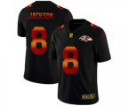 Baltimore Ravens #8 Lamar Jackson Black Red Orange Stripe Vapor Limited NFL Jersey