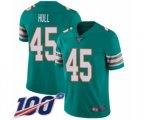 Miami Dolphins #45 Mike Hull Aqua Green Alternate Vapor Untouchable Limited Player 100th Season Football Jersey