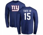 New York Giants #15 Golden Tate III Royal Blue Name & Number Logo Long Sleeve T-Shirt