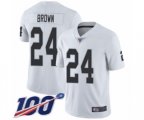 Oakland Raiders #24 Willie Brown White Vapor Untouchable Limited Player 100th Season Football Jersey