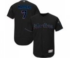 Miami Marlins #7 Deven Marrero Black Alternate Flex Base Authentic Collection Baseball Jersey
