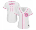 Women's Houston Astros #11 Evan Gattis Authentic White Fashion Cool Base Baseball Jersey