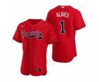 Atlanta Braves #1 Ozzie Albies Nike Red Authentic 2020 Alternate Jersey