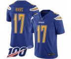 Los Angeles Chargers #17 Philip Rivers Limited Electric Blue Rush Vapor Untouchable 100th Season Football Jersey